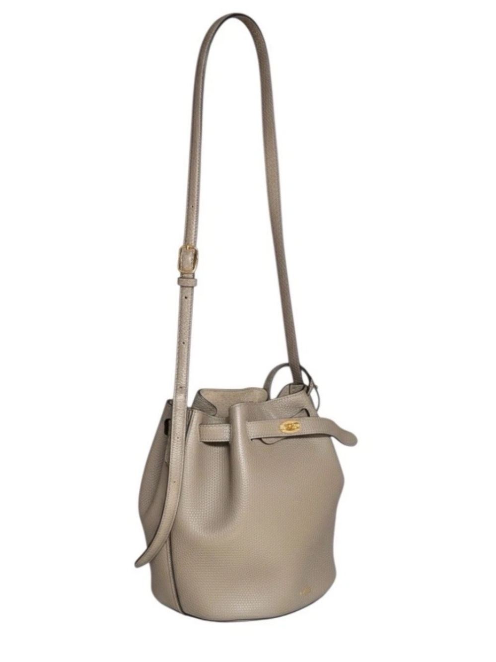 Mulberry Pebbled Leather Bucket Bag in Taupe